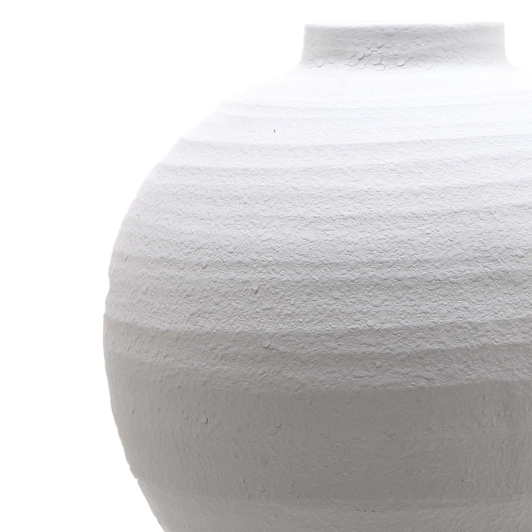 TIBER Large Matt White Ceramic Vase – oversized matte white ceramic vase with smooth, textured finish, perfect for statement styling in modern or neutral interiors.