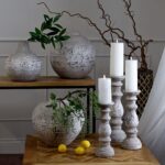 Small stone-textured ceramic candle holder from the Tiber collection
