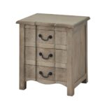 COPGROVE Collection 3 Drawer Bedside Table – Handcrafted Hardwood Bedside Table with Washed Brown Finish and Three Drawers