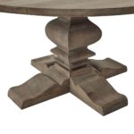 COPGROVE Collection Round Pedestal Dining Table – Handcrafted Hardwood Table with Washed Brown Finish and French-Inspired Design