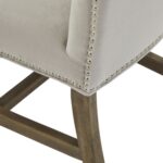 Cobham Grey Dining Chair with weathered oak frame, grey upholstery, and antique brass stud detailing.