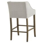 Epsom Grey Bar Stool with light grey fabric upholstery and wooden frame.