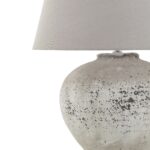 REGOLA Large Stone Ceramic Lamp – Handcrafted stone-effect ceramic lamp with light grey fabric shade, ideal for modern and rustic interiors.