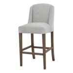 COMPTON Grey Bar Stool – Light grey upholstered bar stool with solid wood frame, offering timeless style and lasting durability for modern or traditional interiors.