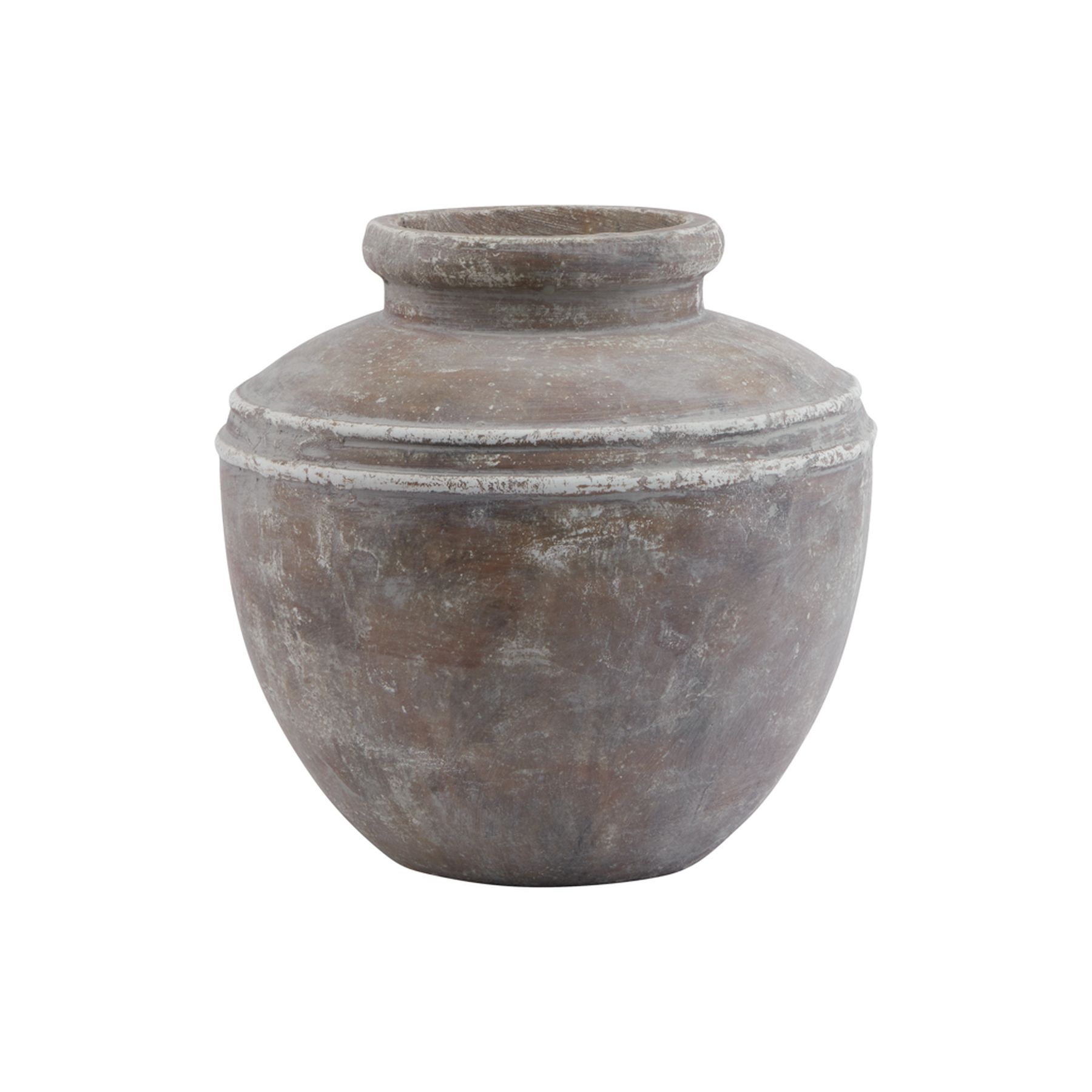 SIENA Brown Water Pot – Handcrafted ceramic urn-style water pot with distressed brown finish, suitable for live or artificial arrangements.