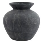 AMALFI Ceramic Grey Vase – Matte grey handcrafted ceramic vase with rounded form, ideal for faux florals or standalone decorative styling.