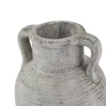 ATHENA Stone Large Amphora Pot – Handcrafted stone-grey ceramic amphora with ribbed detailing and twin handles, ideal for indoor or outdoor décor.