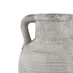 ATHENA Stone Large Amphora Pot – Handcrafted stone-grey ceramic amphora with ribbed detailing and twin handles, ideal for indoor or outdoor décor.
