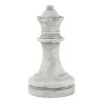 ATHENA Stone Queen Chess Piece with weathered stone texture in white ceramic for elegant interior décor.