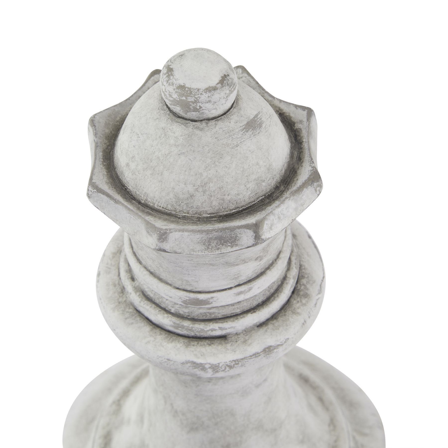 ATHENA Stone Queen Chess Piece with weathered stone texture in white ceramic for elegant interior décor.