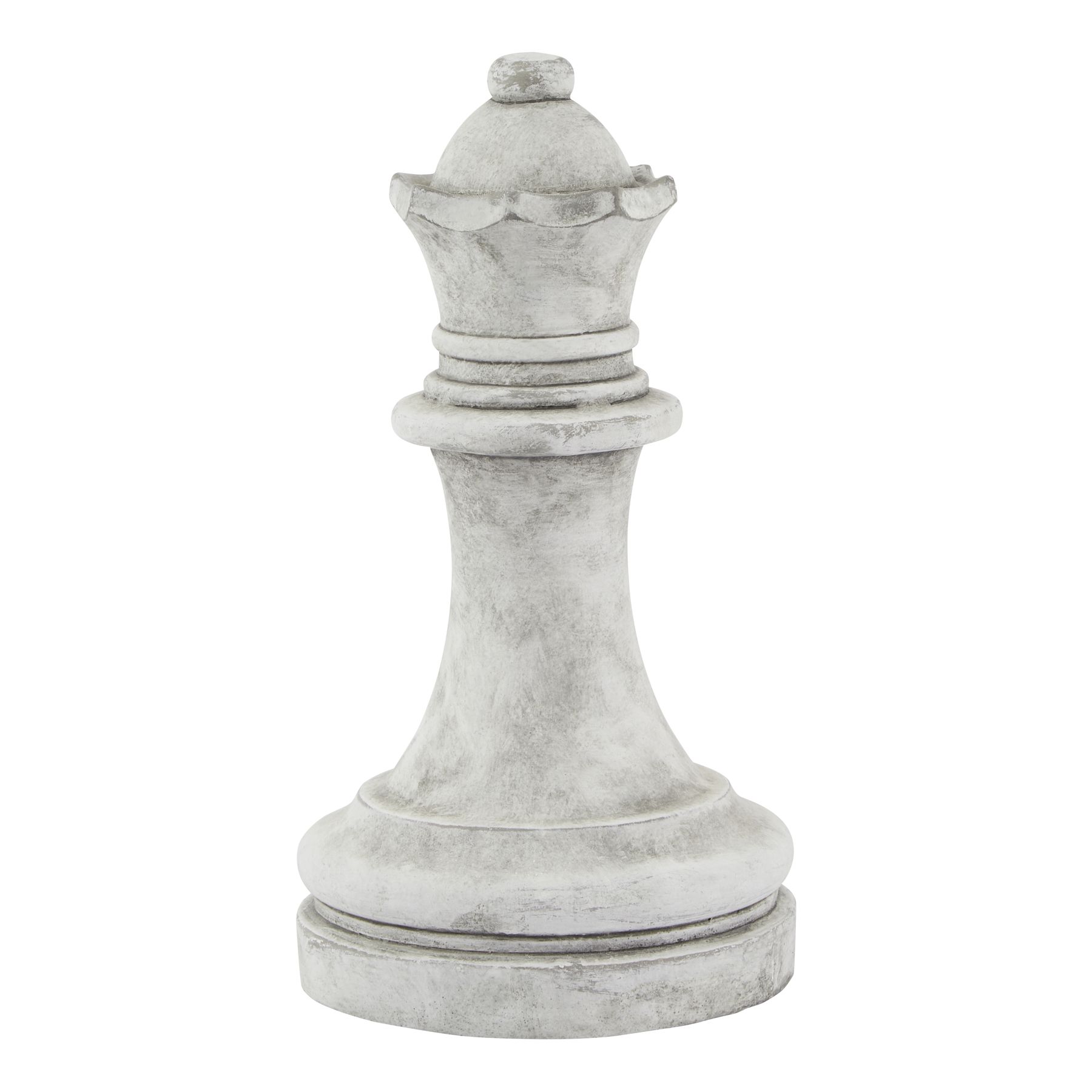 ATHENA Stone Queen Chess Piece with weathered stone texture in white ceramic for elegant interior décor.