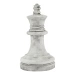ATHENA Stone King Chess Piece in white ceramic with artisan-carved stone detailing for luxury interior styling.