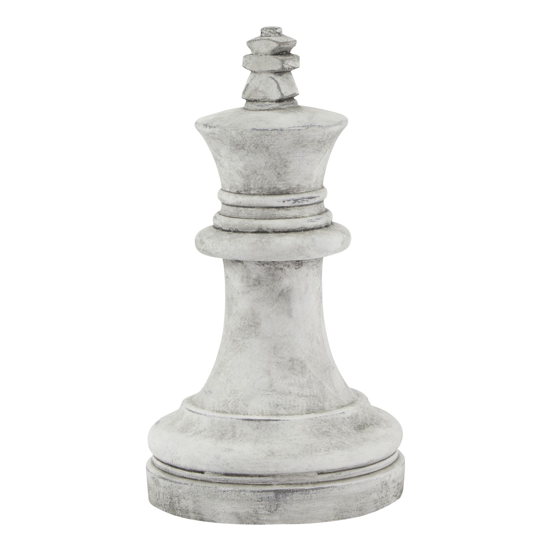 ATHENA Stone King Chess Piece in white ceramic with artisan-carved stone detailing for luxury interior styling.