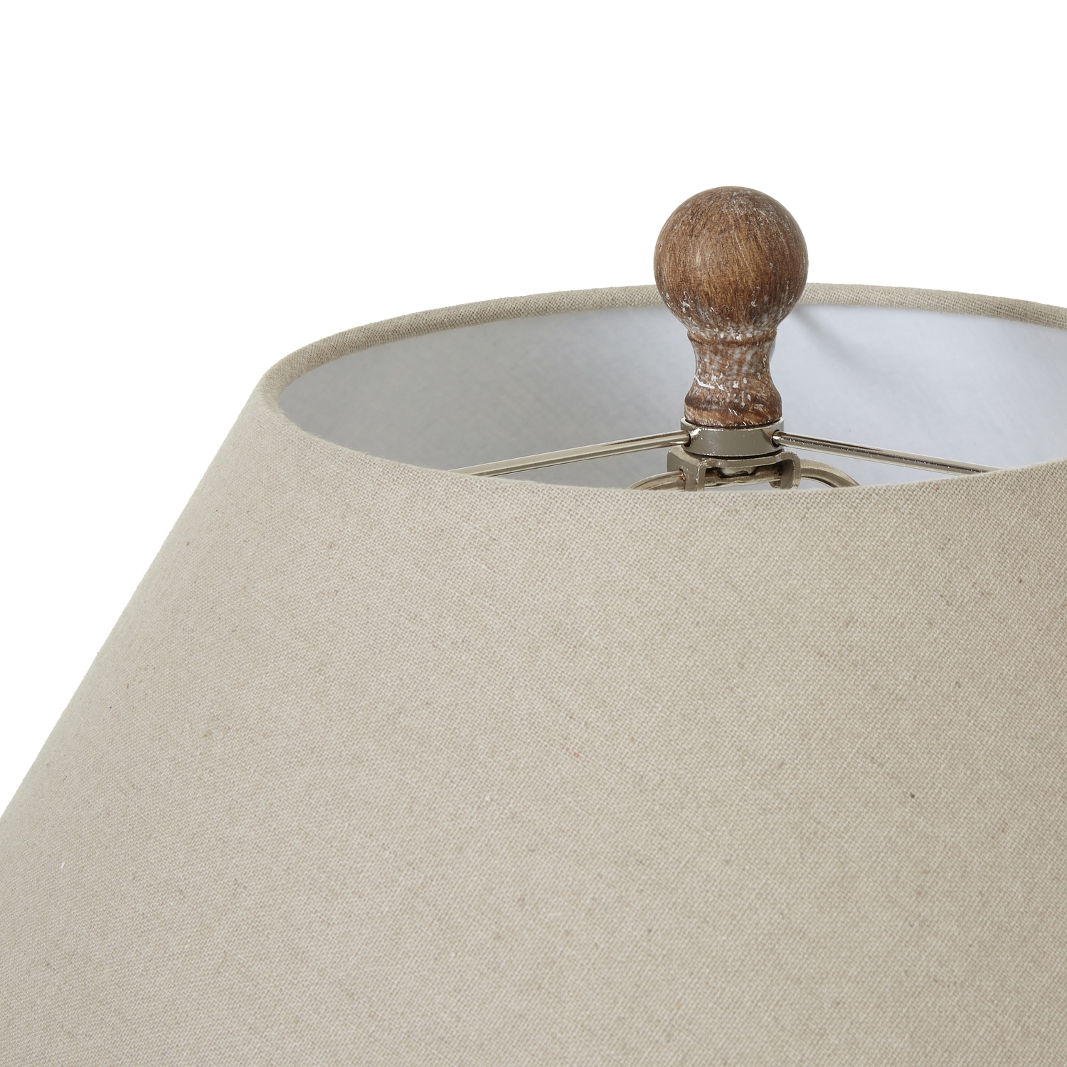 SATURN Table Lamp with sculptural ceramic base and linen lampshade