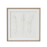 SOLLI White Feathers Art in champagne-beaded frame with raised feather impressions for contemporary and coastal interiors.