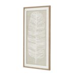 Large Plume White Feather Art in handcrafted beaded frame with brown, grey, and white accents for luxe wall décor.