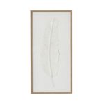 Large Quill White Feather Art in handcrafted beaded frame with brown and white neutral palette for versatile interior décor.