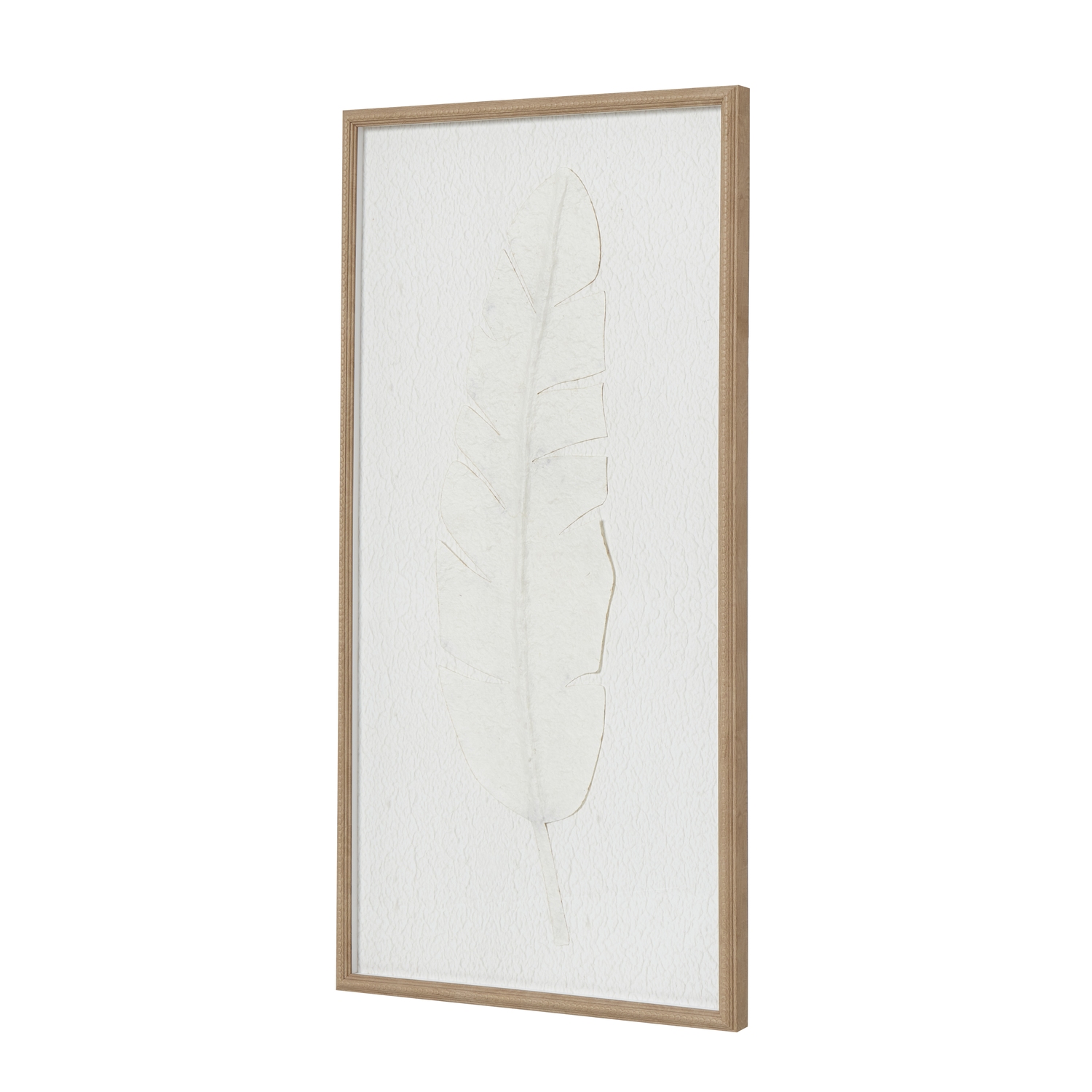 Large Quill White Feather Art in handcrafted beaded frame with brown and white neutral palette for versatile interior décor.