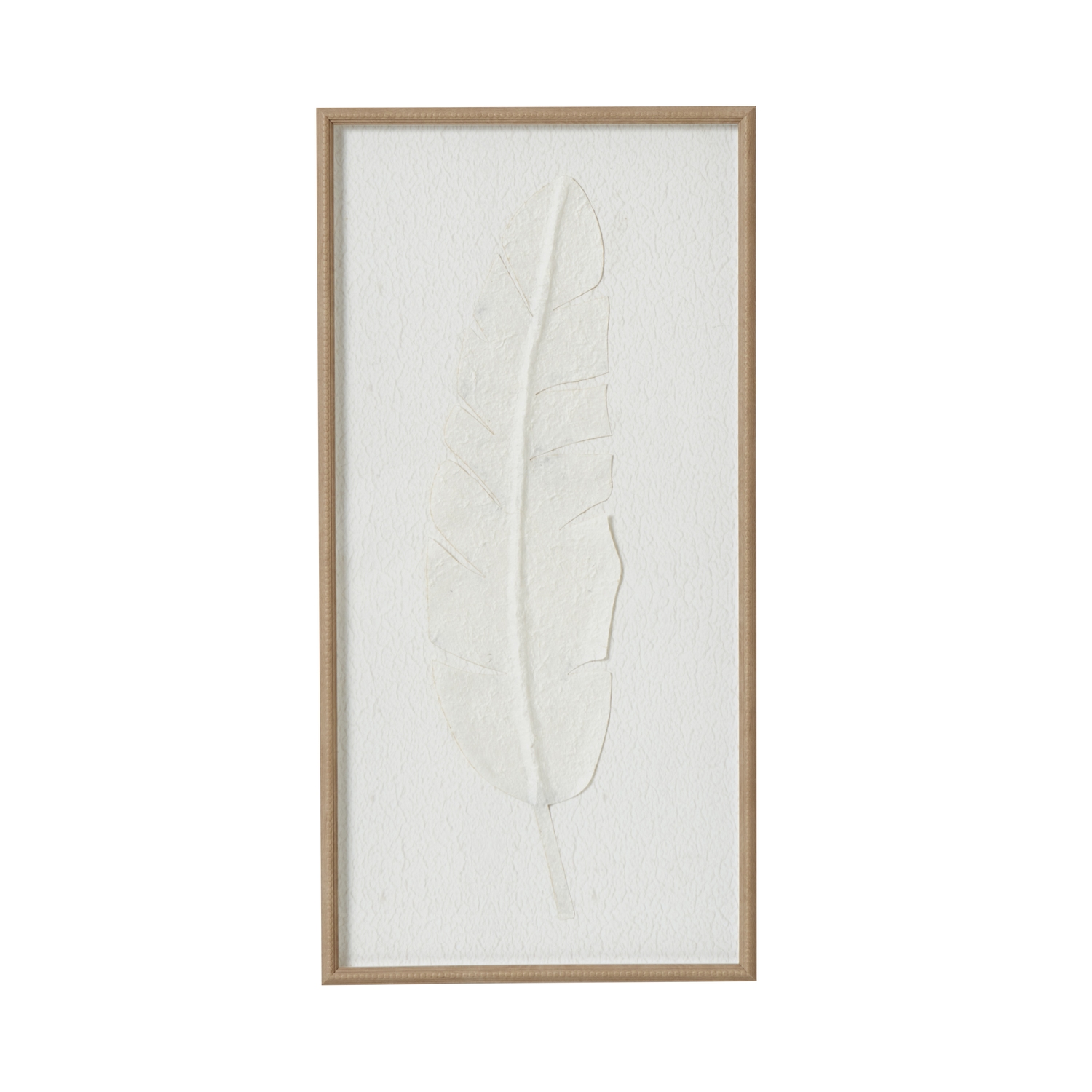 Large Quill White Feather Art in handcrafted beaded frame with brown and white neutral palette for versatile interior décor.