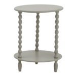 CAMDEN Round Side Table in grey wood with circular design and modern minimalist profile.