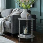 CAMDEN Round Side Table in grey wood with circular design and modern minimalist profile.