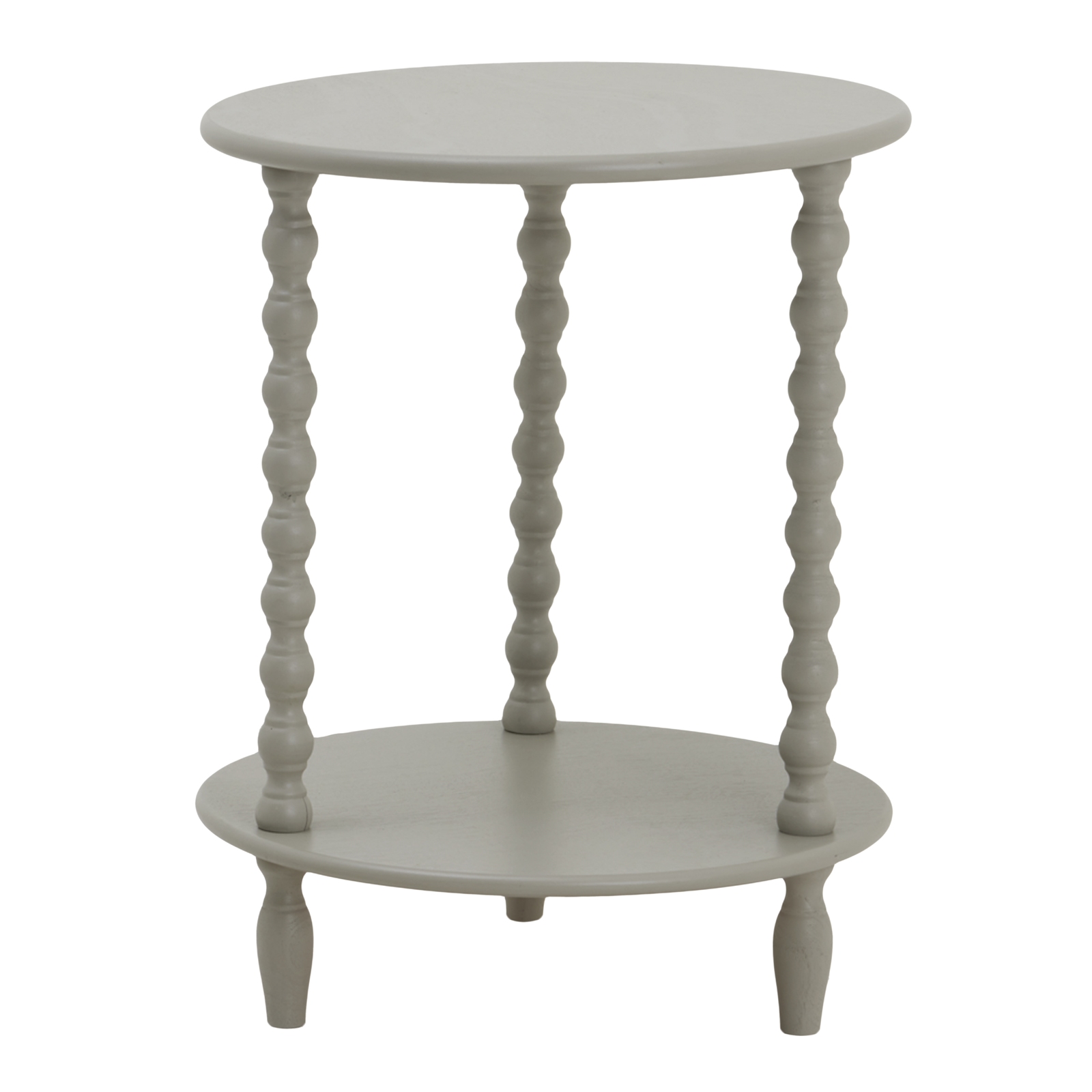 CAMDEN Round Side Table in grey wood with circular design and modern minimalist profile.