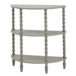 CAMDEN Half Moon Table with three grey wooden tiers and curved half-moon design for stylish display.