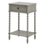 CAMDEN Drawer Side Table in grey wood with single hidden drawer and modern compact design.