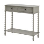CAMDEN Two Drawer Console Table in grey wood with dual drawers and modern slim design.