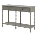 CAMDEN Large Two Drawer Console Table in grey wood with wide contemporary design and dual storage drawers.