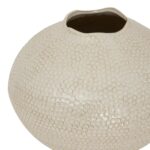 ZAFFERA Caldron Ceramic Vase – Handcrafted white mottled ceramic vase with modern caldron shape, ideal for faux florals or as a contemporary statement piece.