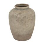 DERUTA Medium Mottled Vase – Grey mottled ceramic vase with modern curved form, perfect for faux or dried floral arrangements.