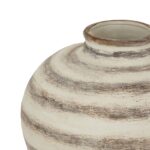 RAVELLO Large Stripe Amfora Vase – Ceramic vase with brown and white striped geometric design, Mediterranean-inspired, ideal for statement displays.