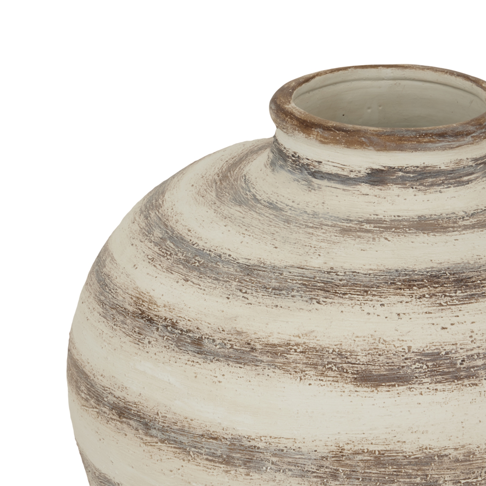 RAVELLO Large Stripe Amfora Vase – Ceramic vase with brown and white striped geometric design, Mediterranean-inspired, ideal for statement displays.