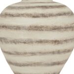 RAVELLO Large Stripe Amfora Vase – Ceramic vase with brown and white striped geometric design, Mediterranean-inspired, ideal for statement displays.