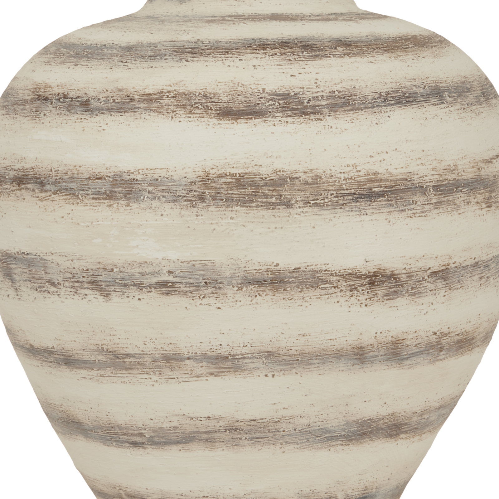 RAVELLO Large Stripe Amfora Vase – Ceramic vase with brown and white striped geometric design, Mediterranean-inspired, ideal for statement displays.