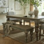Rutland Collection rectangular wooden dining table in warm brown finish