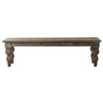 Rutland Collection rectangular wooden bench in warm brown finish.