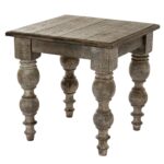Rutland Collection square wooden side table in warm brown finish.