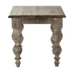 Rutland Collection square wooden side table in warm brown finish.
