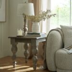 Rutland Collection square wooden side table in warm brown finish.
