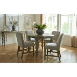 RUTLAND Collection Round Wooden Dining Table with 120cm diameter and warm brown finish