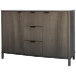 REED Collection 3 Drawer 2 Door Cabinet – Wooden Cabinet with Panelled Frontage and Warm Finish