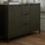 REED Collection 3 Drawer 2 Door Cabinet – Wooden Cabinet with Panelled Frontage and Warm Finish