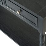 Contour Collection black wooden console table with three drawers.