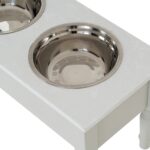 BELMONT Collection Pet Feeder Table in white wood with sleek design for modern interiors.