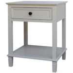 BELMONT Collection 1 Drawer Side Table in white wood with textured detailing and single storage drawer.