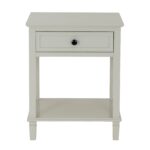 BELMONT Collection 1 Drawer Side Table in white wood with textured detailing and single storage drawer.