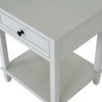 BELMONT Collection 1 Drawer Side Table in white wood with textured detailing and single storage drawer.