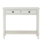 Belmont Collection 2 Drawer Console – white wood console with two drawers and textured detailing.
